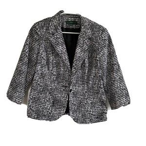 Harve Benard Vintage Women's Black & White 3/4 Sleeve Jacket Size M